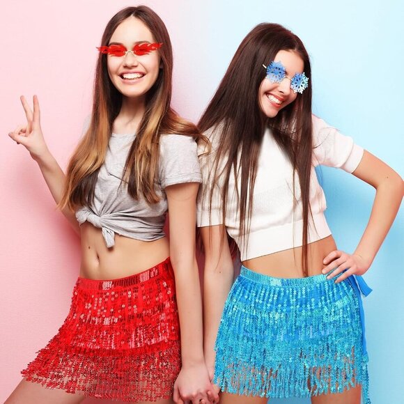 Halloween Fire and Ice Costume Accessories Glasses Skirt Set for Women